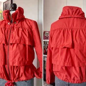 LOFT Red Layered Lightweight Hooded Bomber Jacket